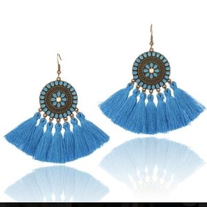 UHAVIT New Retro Alloy Dripping Oil Sunflower Tassel Earrings